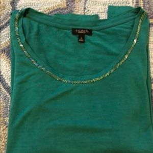 Talbots beaded neck long sleeve tee